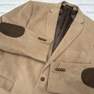 Vtg Chaps Corduroy Blazer Sport Coat 46R Elbow Patches Sport Coat Tan Suit Jacke